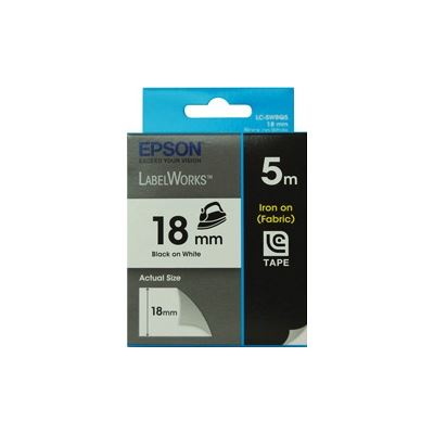 Epson Tape Iron on 18mm Black on White 5 metres (C53S626103)