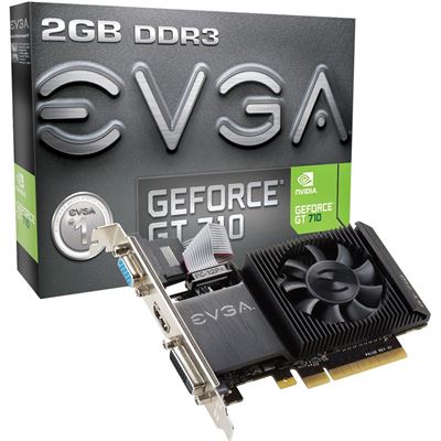 EVGA GeForce GT710 2G DDR3 Video card , Single SLot (02G-P3-2713-KR)