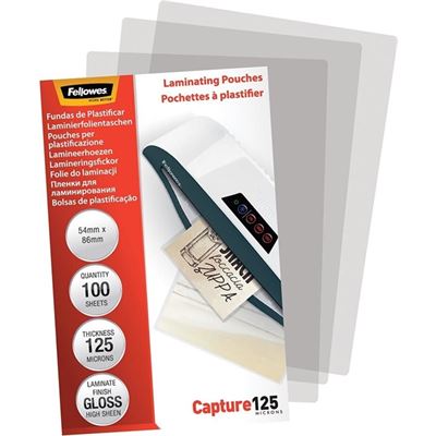 Fellowes Laminating Pouches 54x86mm 125 Micron Pack 100 (5306302)