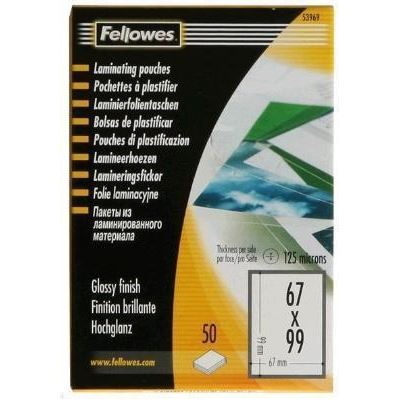 Fellowes Laminating Pouches 67x99mm 125 Micron, Pack of 50 (53969)