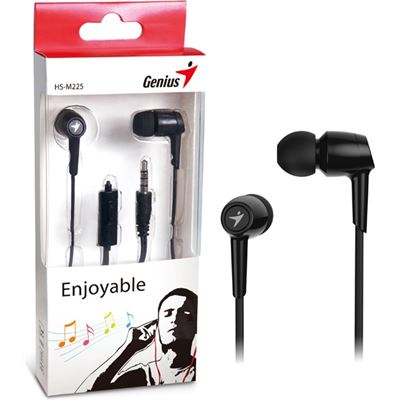 Genius HS-M225 Black In-Ear Headphones with In-line (HS-M225-BLACK)