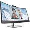 HP E34m USB-C Conferencing Monitor JetBlack IRcam AHS CoreSet ZoomScreen1 FrontRight (Right facing/Black, Silver)
