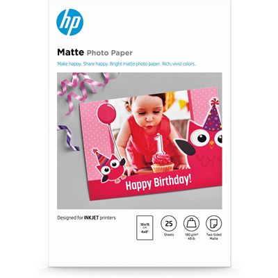 HP Matte Photo Paper-25 sht/10 x 15 cm (7HF70A)