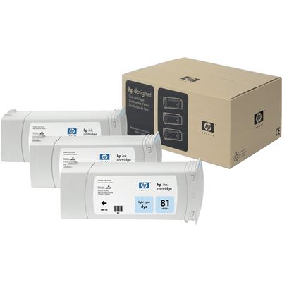HP 81 3-pack 680-ml Light Cyan Dye Cartridges (C5070A)