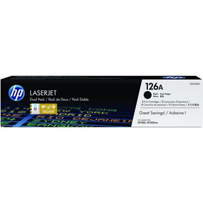 HP 126A Black Dual Pack LaserJet Toner Cartridges (CE310AD)