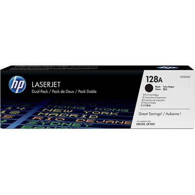 HP 128A Black Dual Pack LaserJet Toner Cartridges (CE320AD)