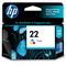 HP 22 Tri-color Inkjet Print Cartridge with Insert (Center facing)