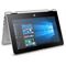 2c16 - HP Pavilion x360 (11", touch, Natural Silver) with Windows 10 screen, Catalog, Entertainment (Right rear facing)