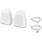 HP S3100 Speaker, white, left facing with cords and plugs (Left facing)