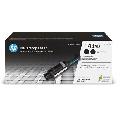 HP 143AD Dual Pack Black Original Neverstop Toner Reload Kit (W1143AD)