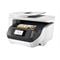 HP OfficeJet Pro 8730 All-in-One (White), Left facing, with output (Left facing)