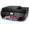 HP OfficeJet 4657 AiO Printer, Left facing, with output (Left facing)
