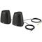 HP S3100 Speaker, black, left facing with cords and plugs (Left facing)