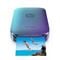 HP Sprocket Photo Printer Meta Blue, Front Elevated with Output Sample (Center facing)