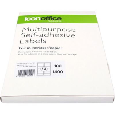 Icon Laser/Inkjet Labels - 14 Labels per sheet (100 sheets) (ILA414)