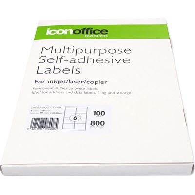 Icon A4 Laser/Inkjet Labels - 08 Labels per sheet (100 sheets) (ILA48)