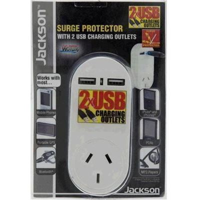 Jackson Single Plug USB Wall Charger, 2x USB Charging (PT1 USB)