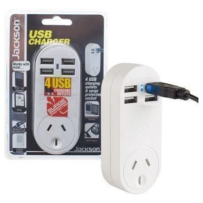 Jackson Single Plug USB Wall Charger, 4x USB Charging (PT4 USB)
