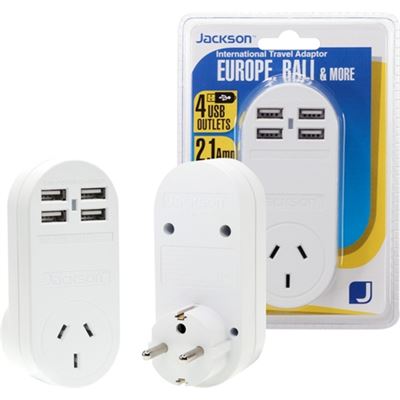 Jackson Outbound Travel Adaptor With 4x USB Charging Port (PTA410USB)