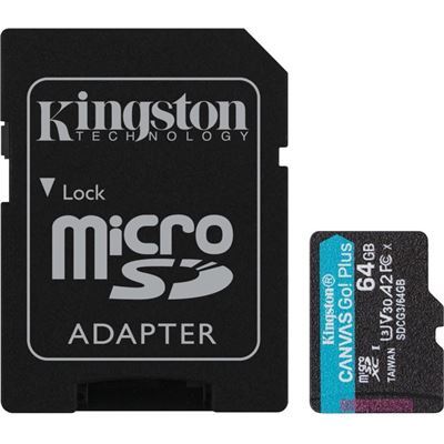 Kingston 64GB MICROSDXC CANVAS GO 90R/45W U3 UHS-I V30 (SDCG3/64GB)