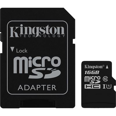 Kingston 16GB microSDHC Canvas Select 80R CL10 UHS-I Card (SDCS/16GB)