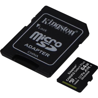 Kingston 64GB MICROSDXC CANVAS SELECT 100R A1 C10 CARD + (SDCS2/64GB)