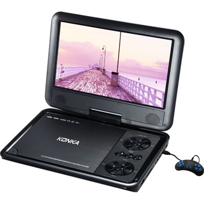 Konka 9" Portable DVD,USB & Card Reader, Game Mode wit (KPD-9100)