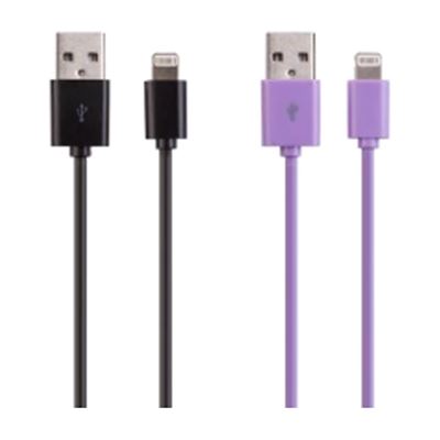 Laser LIGHTNING CABLES TWIN PACK PURPLE AND BLACK (IR-9PIN2PK-PB)