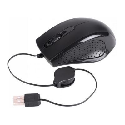 Laser MOUSE-Z600 USB Optical 3D Mouse, Black, Retractable (MOUSE-Z600)