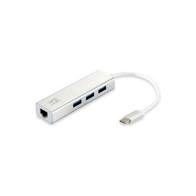 Level One Gigabit USB-C Network Adapter with 3-port USB (USB-0504)