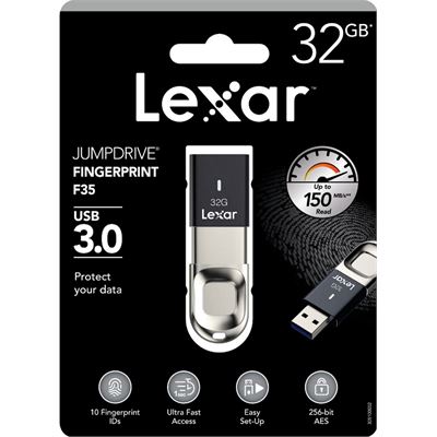 Lexar JumpDrive F35 32GB Finger Print USB3 Flash (LJDF35-32GBAP)