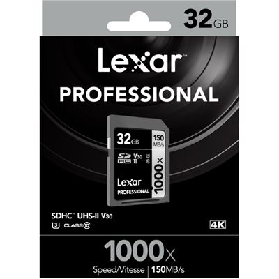 Lexar Professional 32GB SDHC UHS-II , V30,1000x, up to (LSD32GCB1000)