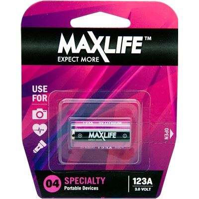 Maxlife 123A Lithium 3V Battery. 1Pk (BAT123A)