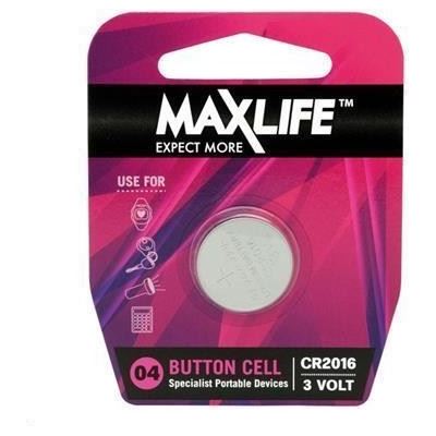 Maxlife CR2016 Lithium Button Cell Battery. 1Pk (BAT2016)