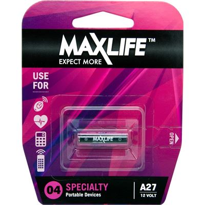 Maxlife A27 Alkaline 12V Battery. 1Pk (BATA27)