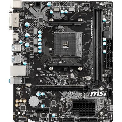 MSI Computer AMD AM4 DVI/HDMI/USB3/DDR4 up to 3200 (OC) (A320M-A PRO)