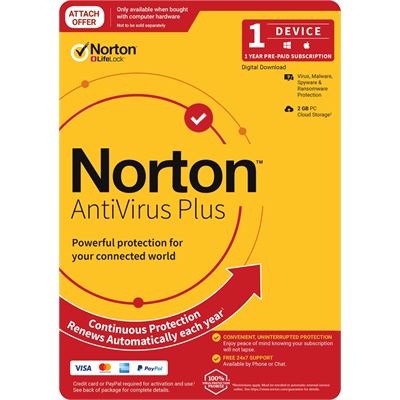NortonLifeLock NAV PLUS 2GB AU 1U 1D 12MO ATTACH ENR (21396448)