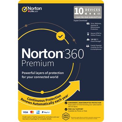 NortonLifeLock N360 PREM 100GB AU 1U 10D 12MO ENR DVDSLV  (21396485)