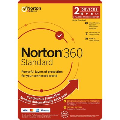 NortonLifeLock Norton 360 Standard, 10GB, 1 User, 2 (21396611)