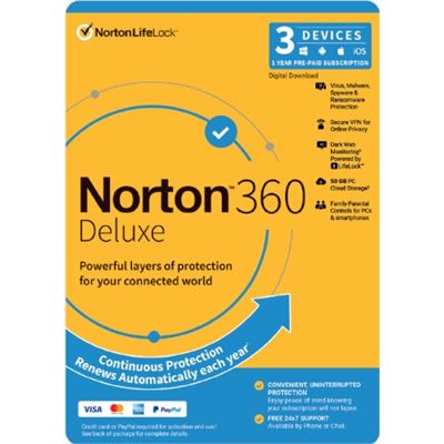 NortonLifeLock Norton 360 Deluxe Empower 50GB AU 1 User 3 (21432818)