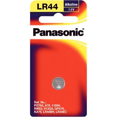 Panasonic LR44 LR44/A26 1.5V Micro Alkaline Coin Button (LR-44PT/1B)