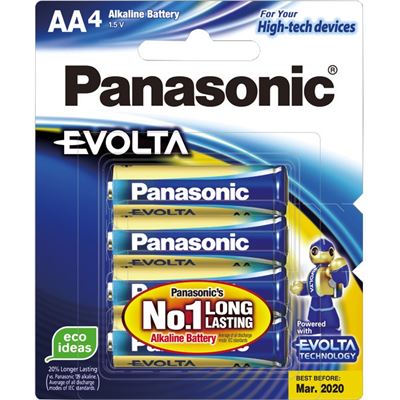 Panasonic Evolta Batteries AA 4 Pack Alkaline For Current (LR6EG/4B)