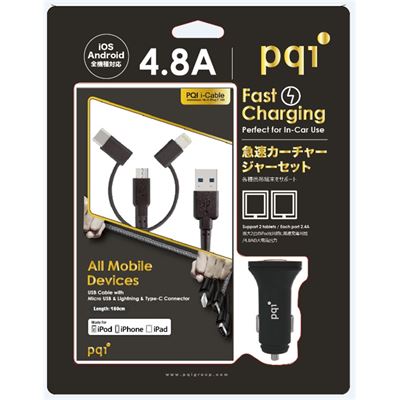 PQI Apple Certified MFI 180cm Multi-Plug 3 in 1 Apple (6C25022R0001A)