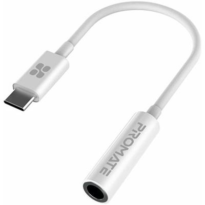 Promate Dynamic Stereo USB-C to 3.5mm AUX Adapter (AUXLINK-C.WHT)