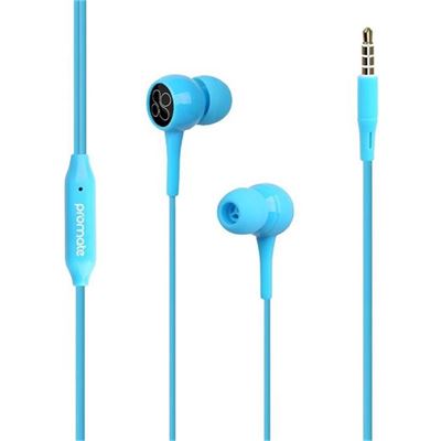 Promate 1.2m Lightweight Stereo Earbuds with Built-in Mic (BENT.BL)