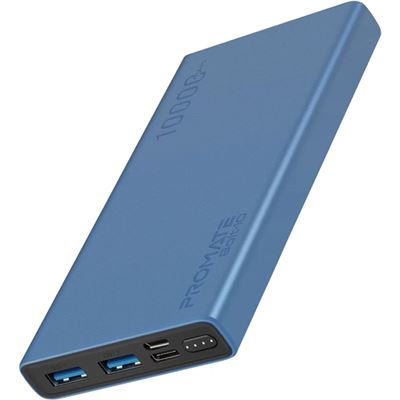 Promate 10000mAh Smart Charging Power Bank with Dual USB (BOLT-10.BL)