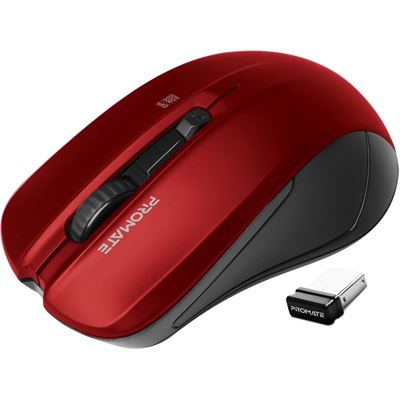 Promate Ergonomic Wireless Mouse with Ambidextrous (CONTOUR.RED)
