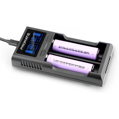 Promate Dual-Mode Battery Charger with LCD Display (POWERBAY-2)