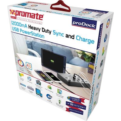 Promate 10Port 12000mA Heavy Duty Charge & Sync USB (PRODOCK.AU)