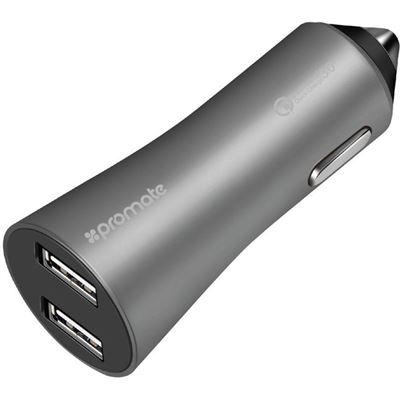 Promate Robust Car Charger With Qualcomm Quick (ROBUST-QC3.GRY)